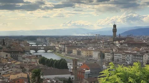 Looking across the rooftops of Florence Stock Footage 11520448