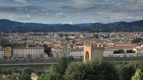 Looking across the rooftops of Florence Stock Footage 11520520