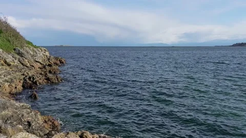 Looking across the strait from the path to Willows Stock Footage 190809144