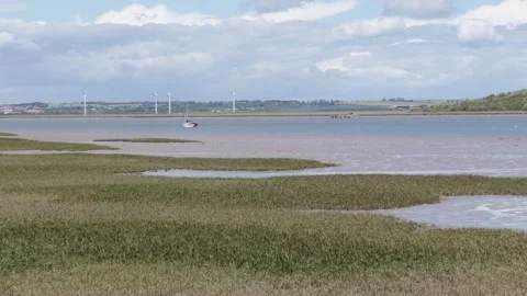 Looking across the Swale towards the Isle of Sheppey, Kent, England, UK Video stock 335701992