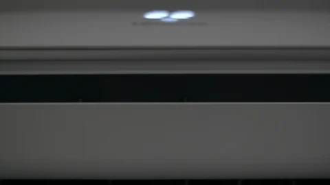 Looking up at air conditioning being switched on. Stock Footage 88218984