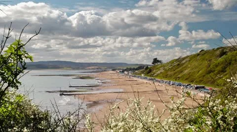 Looking Along Beach from Orcombe Point , Exmouth Stock Footage 10879140