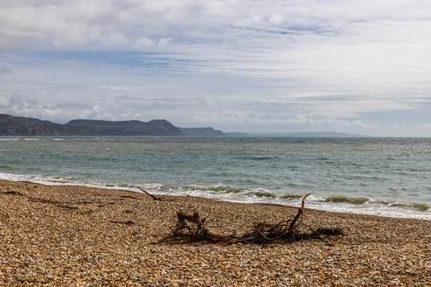 Looking along the coast towards Devon, from Lyme Regis in Dorset Stock Photos