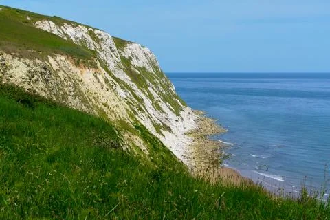 Looking Along the Face of Culver Cliff on the Isle of Wight Stock Photos