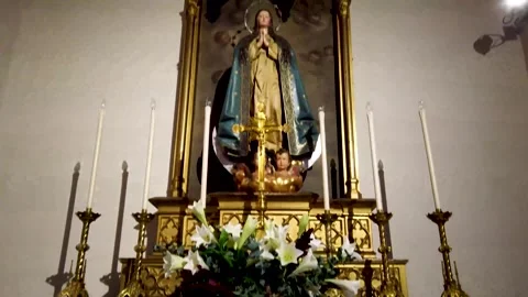 Looking up in the altar on the church Vidéo 244323614