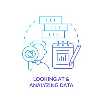 Looking at and analyzing data blue gradient concept icon Ilustración de archivo