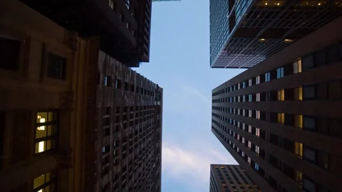 Looking up and navigating through a city Stock Footage 233666730