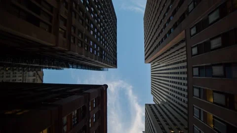 Looking up and navigating through the city of Chicago Stock Footage 233667333