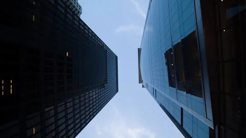 Looking up and navigating through a city of Chicago Stock Footage 233667432