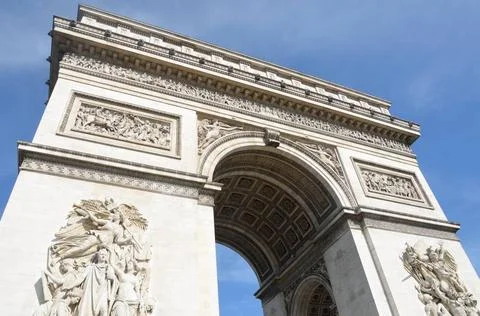 Looking up at arc de triomphe Paris Looking up at arc de triomphe Paris fr... Stock-Fotos