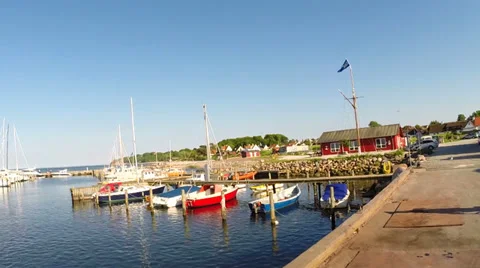 Looking around in the small harbor Stock Footage 38691817
