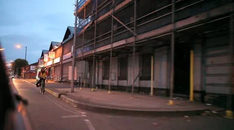 Looking Back from Car Whilst Driving in Evening Stock Footage 10686118