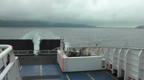 Looking back from Ferry at wake out of Stranraer Stock Footage 35837355