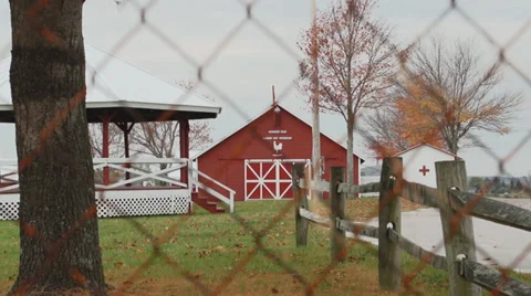 Looking at barn-like structures (7 of 9) Stock Footage 33907948