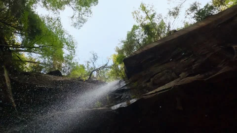 Looking Up from Base of Waterfall into the Falling Water Yahoo Falls Stock Footage 163632106