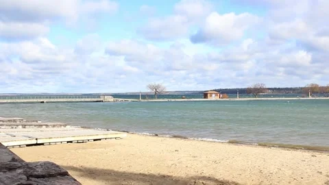 Looking at the beach from sand Stock Footage 146614907
