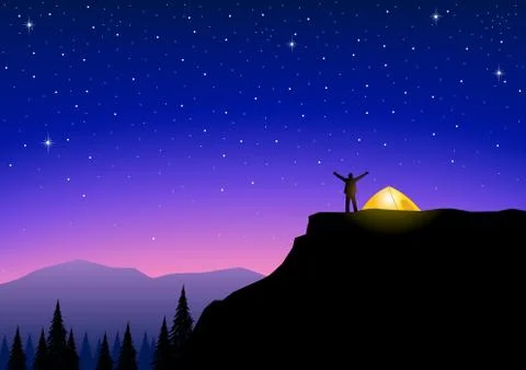 Looking At The Beautiful Scenery Stock Illustration