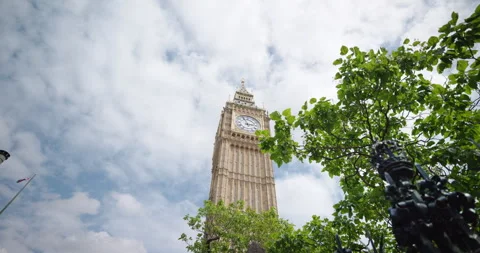 Looking up at Big Ben, London's Iconic Clock, UK Vídeo Stock 288125543