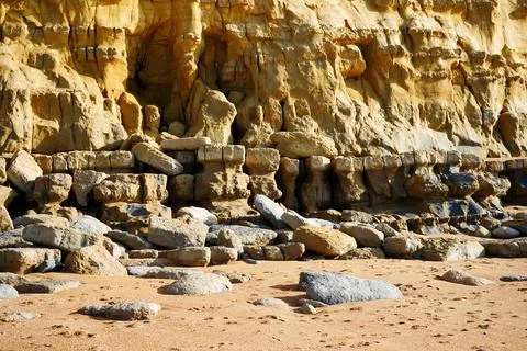Looking at the bottom of a cliff face Stock Photos
