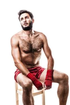 Up looking boxer Stock Photos