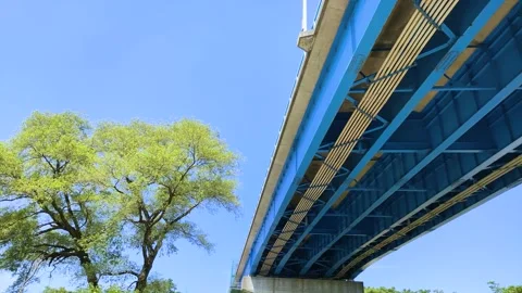 Looking up at the bridge on the national highway Stock-Footage 314201997