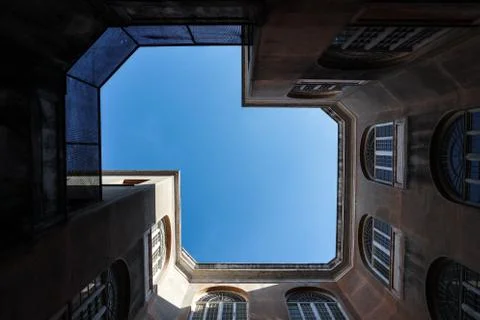 Looking up in a building Stock-Fotos