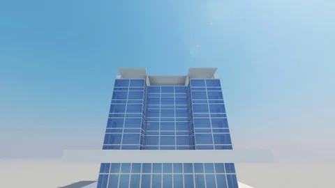 Looking at the Building Skyscraper with the Sun Shining. Front View. Beautiful Stock Footage 85464558