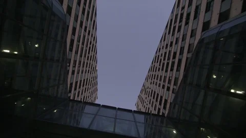 Looking up at buildings at dusk Stock-Footage 83538259