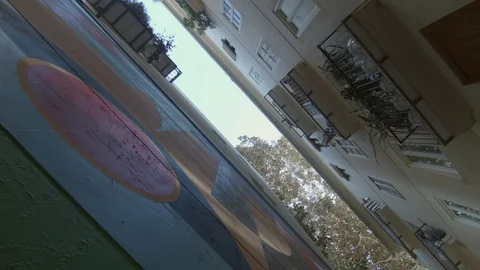 Looking up at buildings in old town Stock Footage 83538286