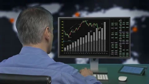 Looking Business Charts  Stock Footage 200715297