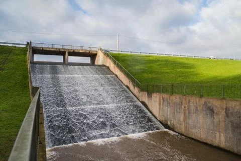 Looking up at the Carr Mill Dam Stock Photos
