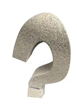 Looking cartoon question mark from concrete, 3d illustration Illustrazione stock