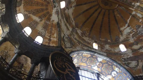Looking at the ceiling inside Hagia Sophia Stock Footage 265598138