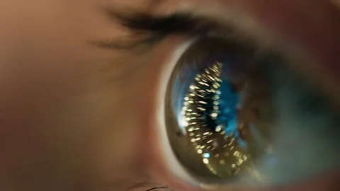 Looking The Christmas Tree. Eye Macro Shoot Stock Footage 279104706