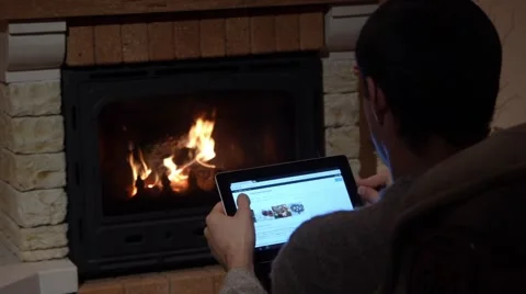 Looking For Christmas Wallpapers In Front Of A Fireplace Christmas Concept Stock Footage 44015115