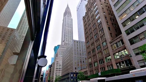 Looking up at the Chrysler building from ground level in Manhattan. Stock Footage 132744149