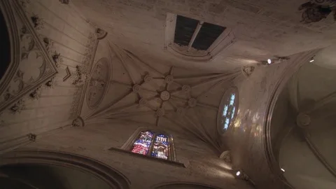 Looking up into church ceiling Stock Footage 83538017