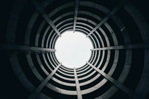 Looking up in circlular architecture Stock Photos