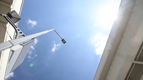 Looking up the clear sky. Camera rotation. Stock Footage 220096630