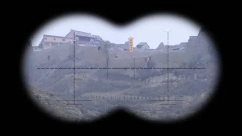 Looking at the cottage through a telescope Video stock 235276757