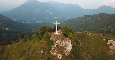 Looking a cross over the mountain with a drone Stock Footage 79440525