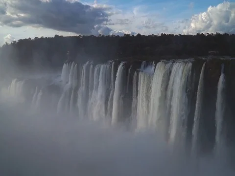 Looking into the Devil's throat drop at Iguazu Falls waterfall in Brazil. Stock Footage 104365182