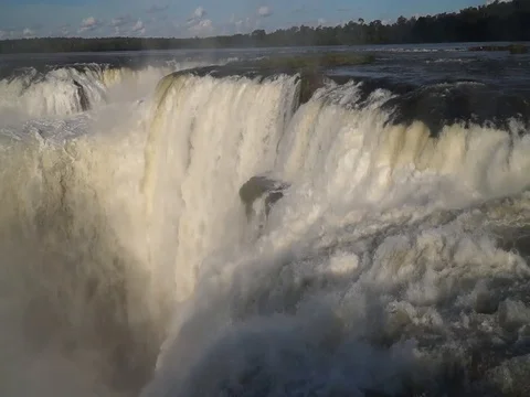 Looking into the Devil's throat drop at Iguazu Falls waterfall in Brazil. Stock Footage 104365239