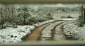 looking on dirt road and snow through a gate HD Footage