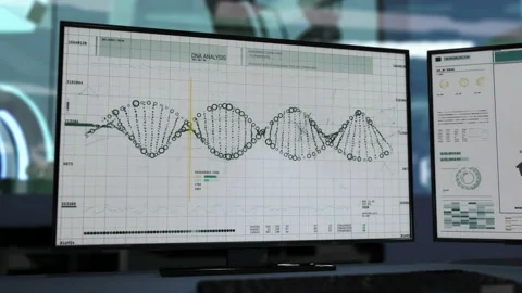 Looking into DNA and testing new medical check software at a research facility Stock Footage 196148112