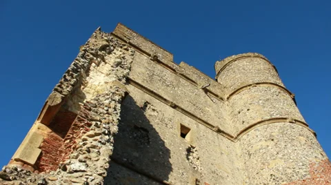 Looking up at Donnington Castle ruins (dolly) Stock Footage 34347769