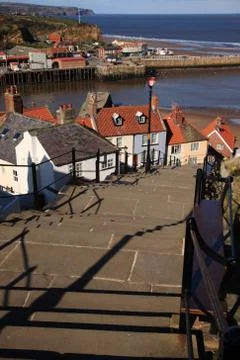 Looking down the 199 steps at whitby Stock Photos