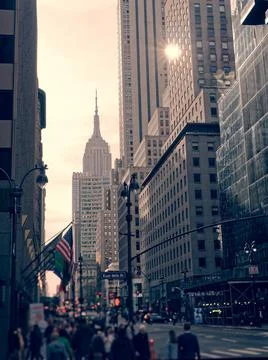 Looking down 5th avenue in mid-town Manhattan Stock Photos