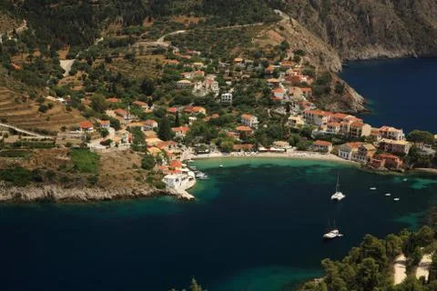 Looking down onto Assos Stock Photos