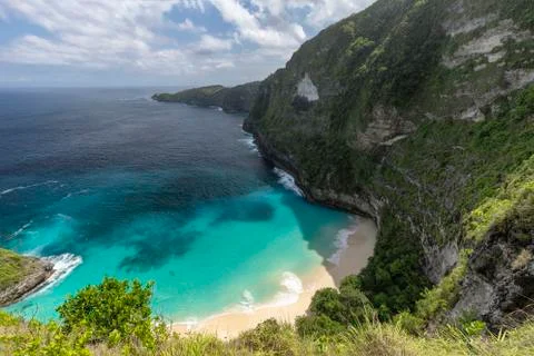 Looking down on a beautiful beach Stock Photos